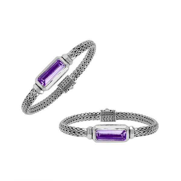 AB-1288-AM Sterling Silver Bracelet With Amethyst Q.