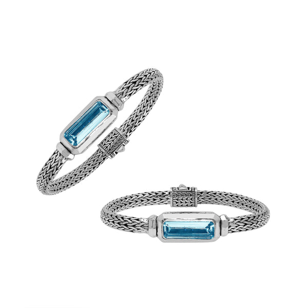 AB-1288-BT Sterling Silver Bracelet With Blue Topaz Q.