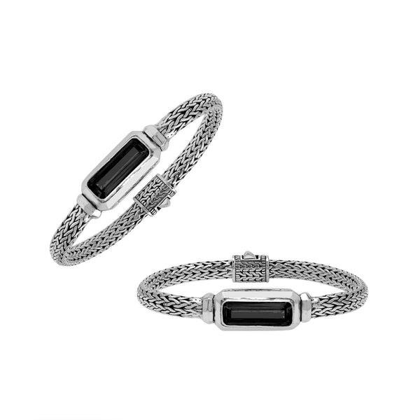 AB-1288-OX Sterling Silver Bracelet With Black Onyx