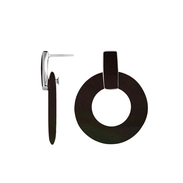 AE-1145-SHB Sterling Silver Earring With Black Shell