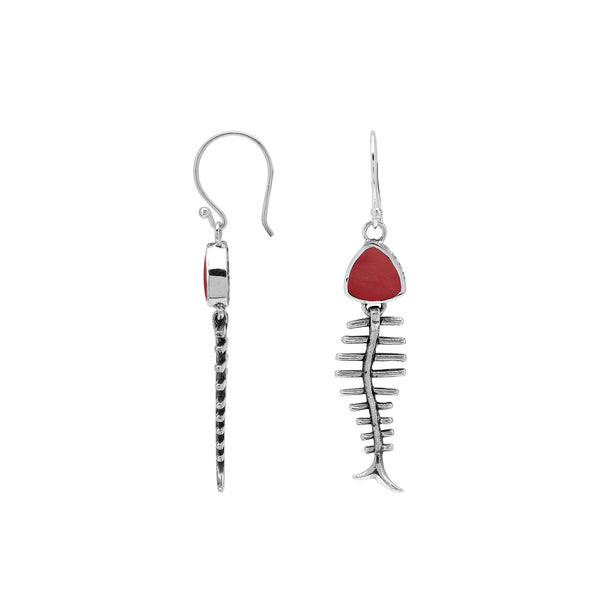 AE-1221-CR Sterling Silver Earring With Coral