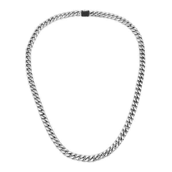 AN-1284-CZB Sterling Silver Necklace With Black Cubic Zirconia