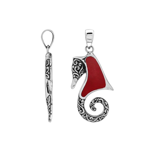 AP-1182-CR Sterling Silver Pendant with Coral