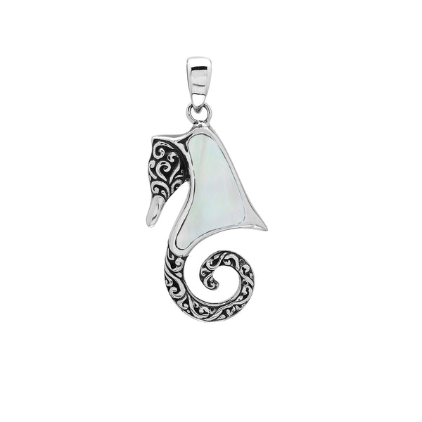 AP-1182-MOP Sterling Silver Pendant with Mother Of Pearl Seahorse