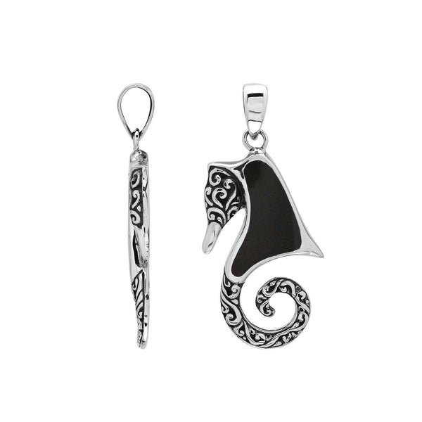 AP-1182-SHB Sterling Silver Pendant with Black Shell