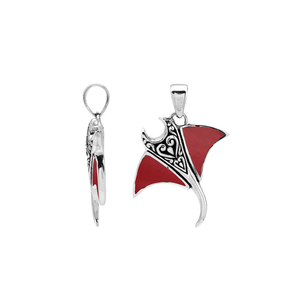 AP-1224-CR Sterling Silver Pendant with Coral