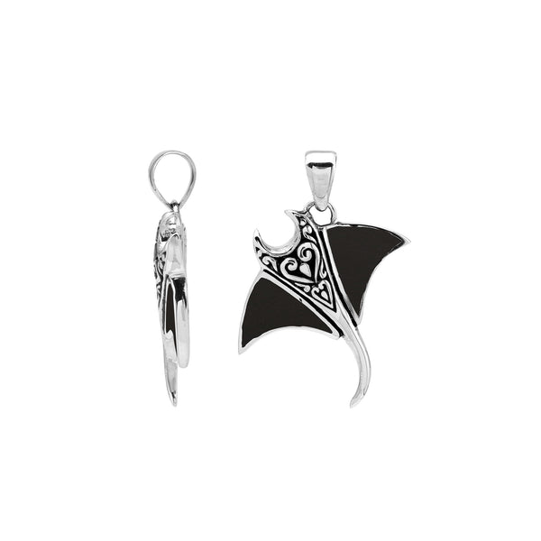 AP-1224-SHB Sterling Silver Pendant with Black Shell