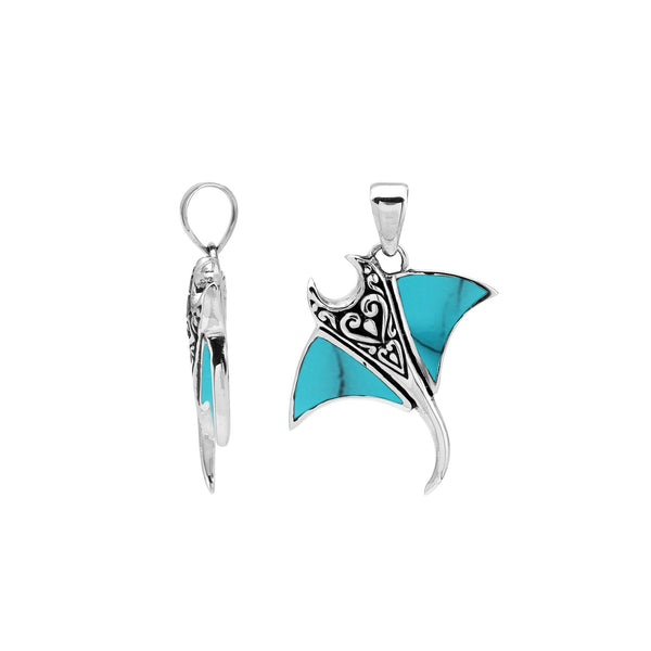 AP-1224-TQ Sterling Silver Pendant with Turquoise Shell