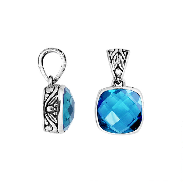 AP-8004-LBT Sterling Silver Pendant With London Blue Topaz Q.