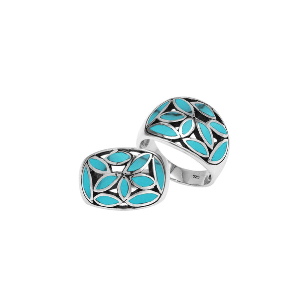 AR-1192-TQ Sterling Silver Ring With Turquoise Shell