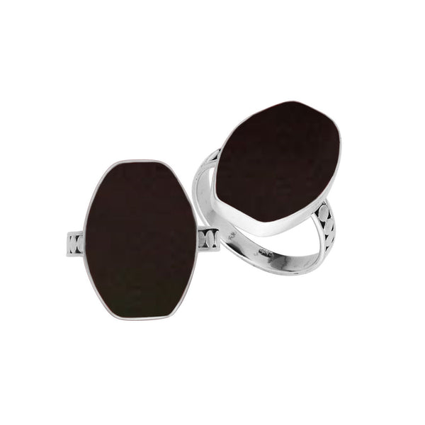 AR-6214-SHB Sterling Silver Ring With Black Shell