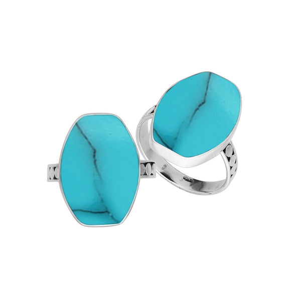 AR-6214-TQ Sterling Silver Ring With Turquoise Shell