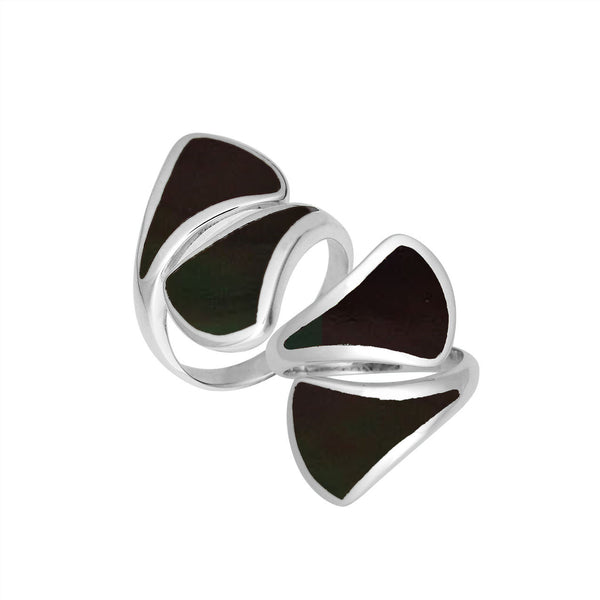 AR-6269-SHB Sterling Silver Ring With Black Shell