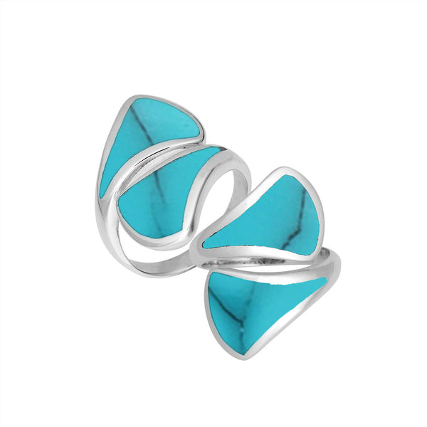 AR-6269-TQ Sterling Silver Ring With Turquoise Shell