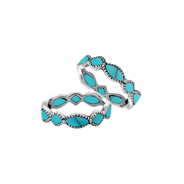 AR-6287-TQ Sterling Silver Ring With Turquoise Shell