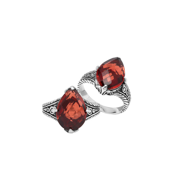 AR-8038-GA Sterling Silver Ring With Garnet Q.