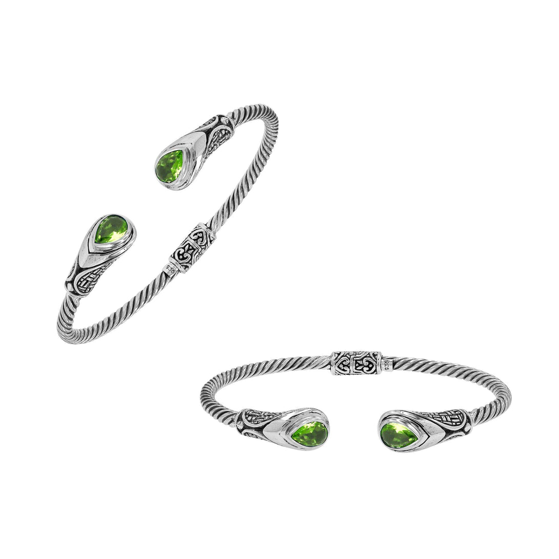 AB-1200-PR Sterling Silver Bangle With Peridot Q. Jewelry Bali Designs Inc 