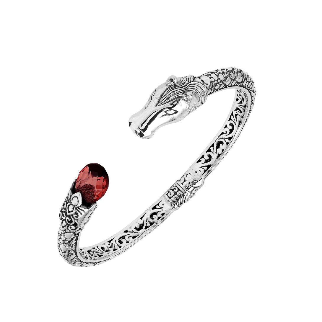 AB-1244-GA Sterling Silver Bangle With Gemstone Jewelry Bali Designs Inc 