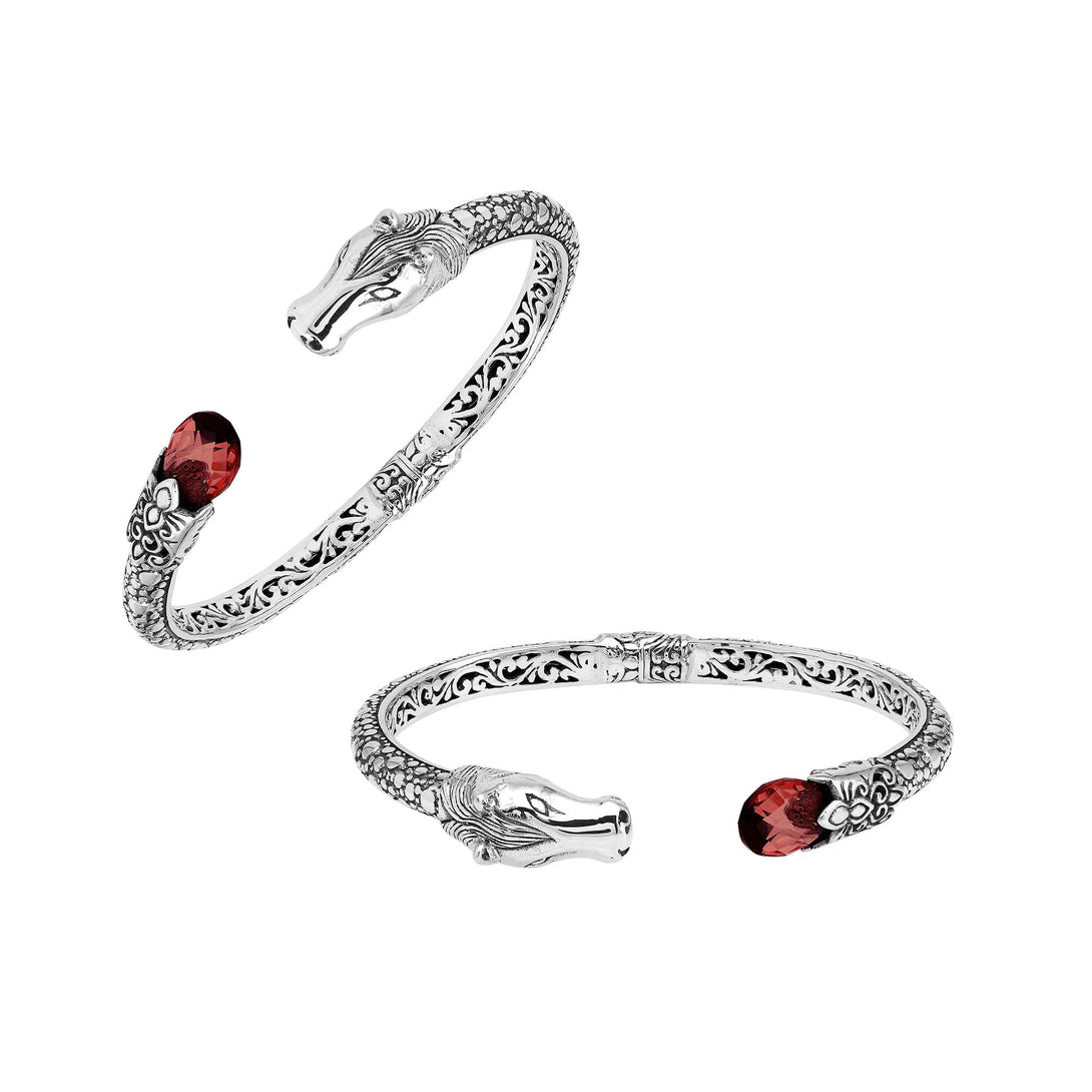 AB-1244-GA Sterling Silver Bangle With Gemstone Jewelry Bali Designs Inc 