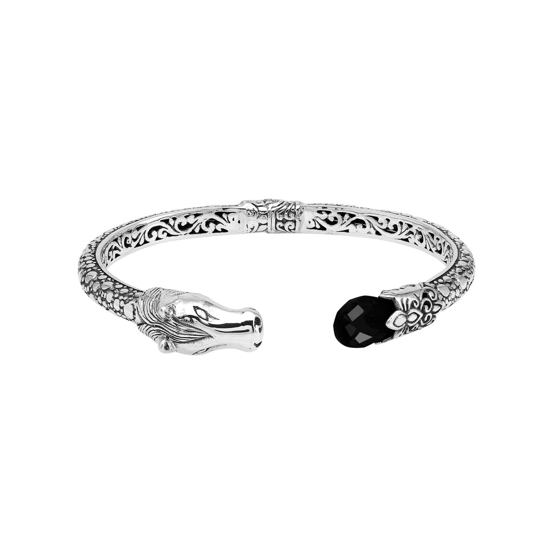 AB-1244-OX Sterling Silver Bangle With Black Onyx Jewelry Bali Designs Inc 