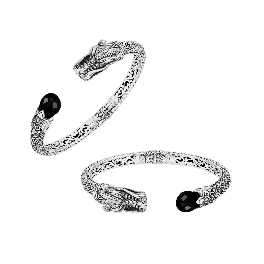 AB-1245-OX Sterling Silver Bangle With Black Onyx Jewelry Bali Designs Inc 