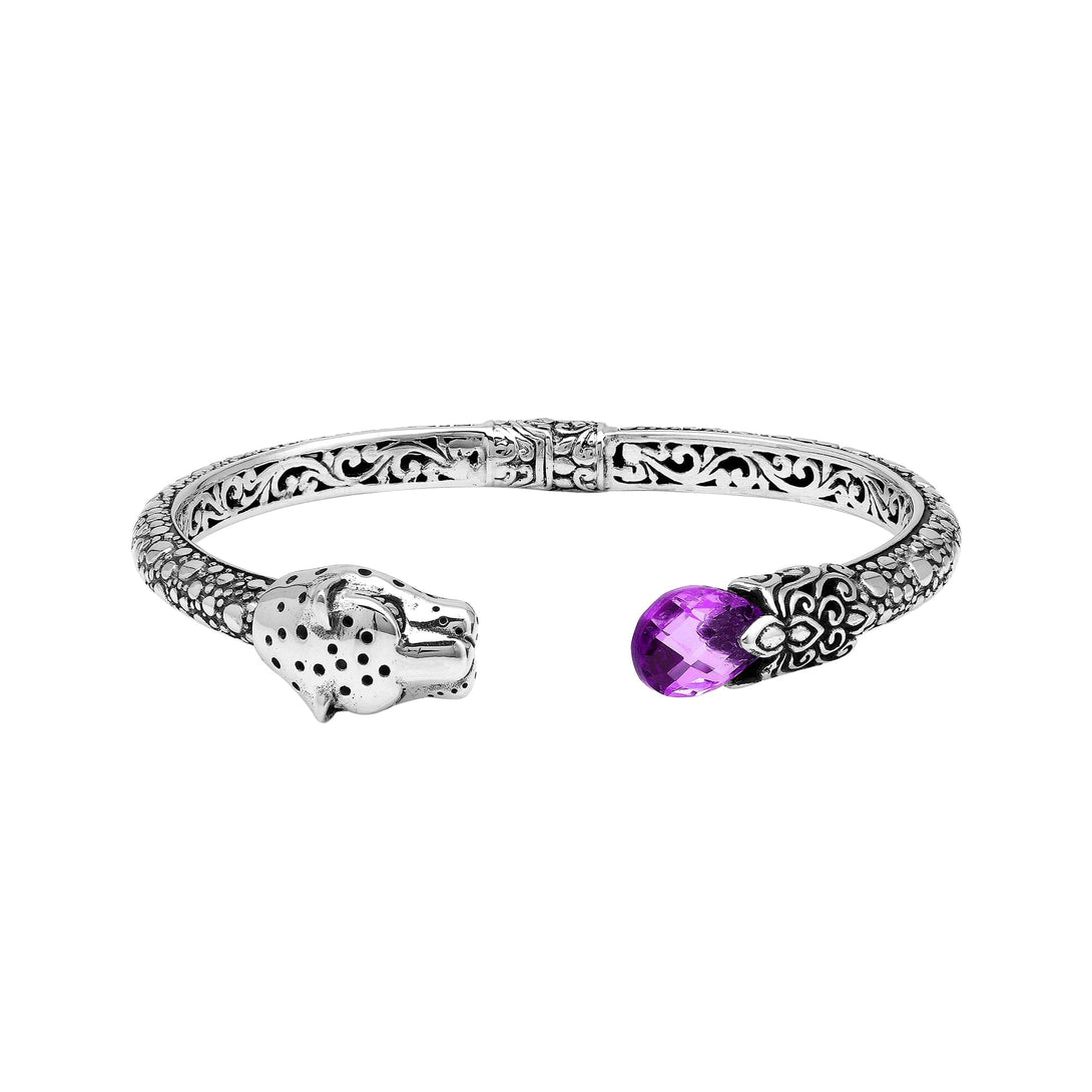 AB-1250-AM Sterling Silver Bangle With Gemstone Jewelry Bali Designs Inc 