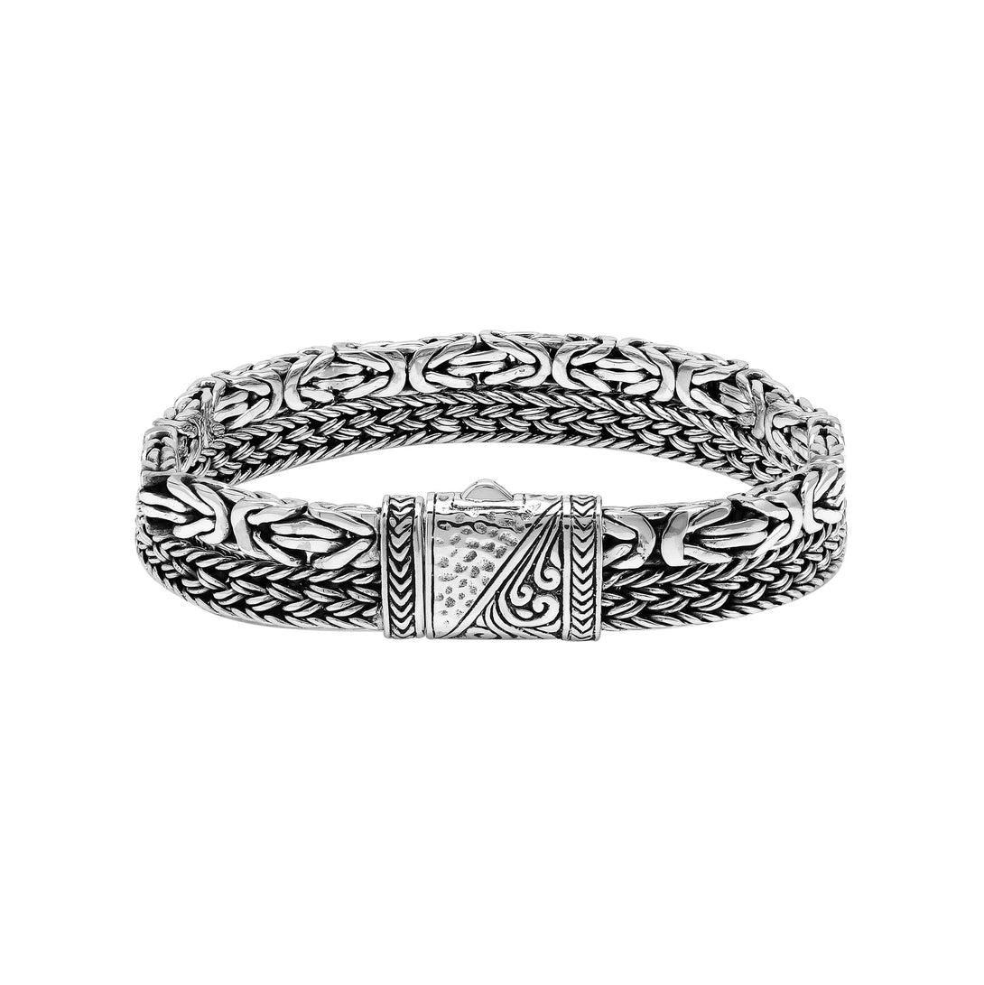 AB-1257-S-7" Sterling Silver Bracelet With Plain Silver Jewelry Bali Designs Inc 