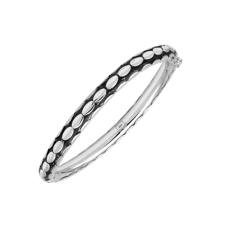 AB-1258-S Sterling Silver Bangle With Plain Silver Jewelry Bali Designs Inc 