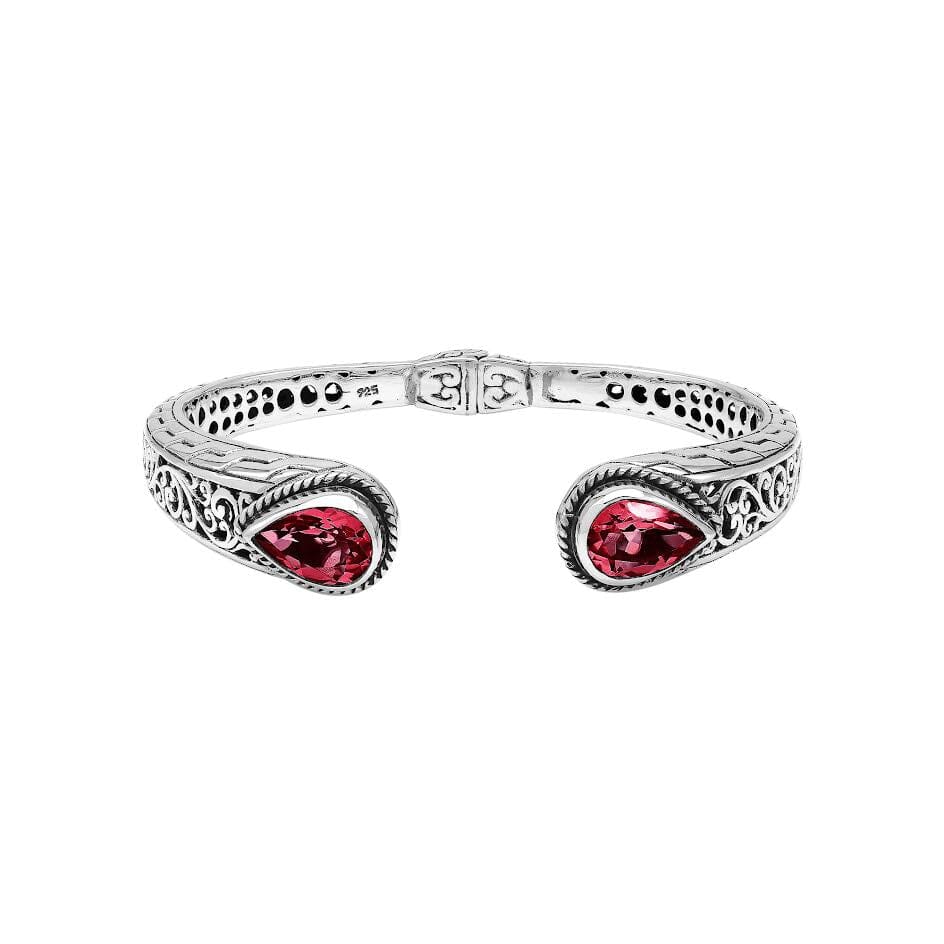 AB-1260-GA Sterling Silver Bangle With Garnet Q. Jewelry Bali Designs Inc 