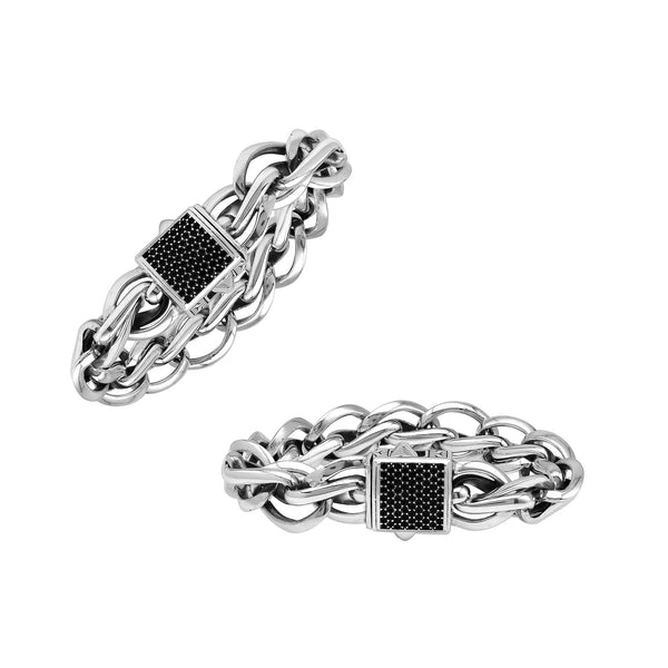 AB-1269-CZB Sterling Silver Bracelet With Black Cubic Zirconia Jewelry Bali Designs Inc 7.5" 