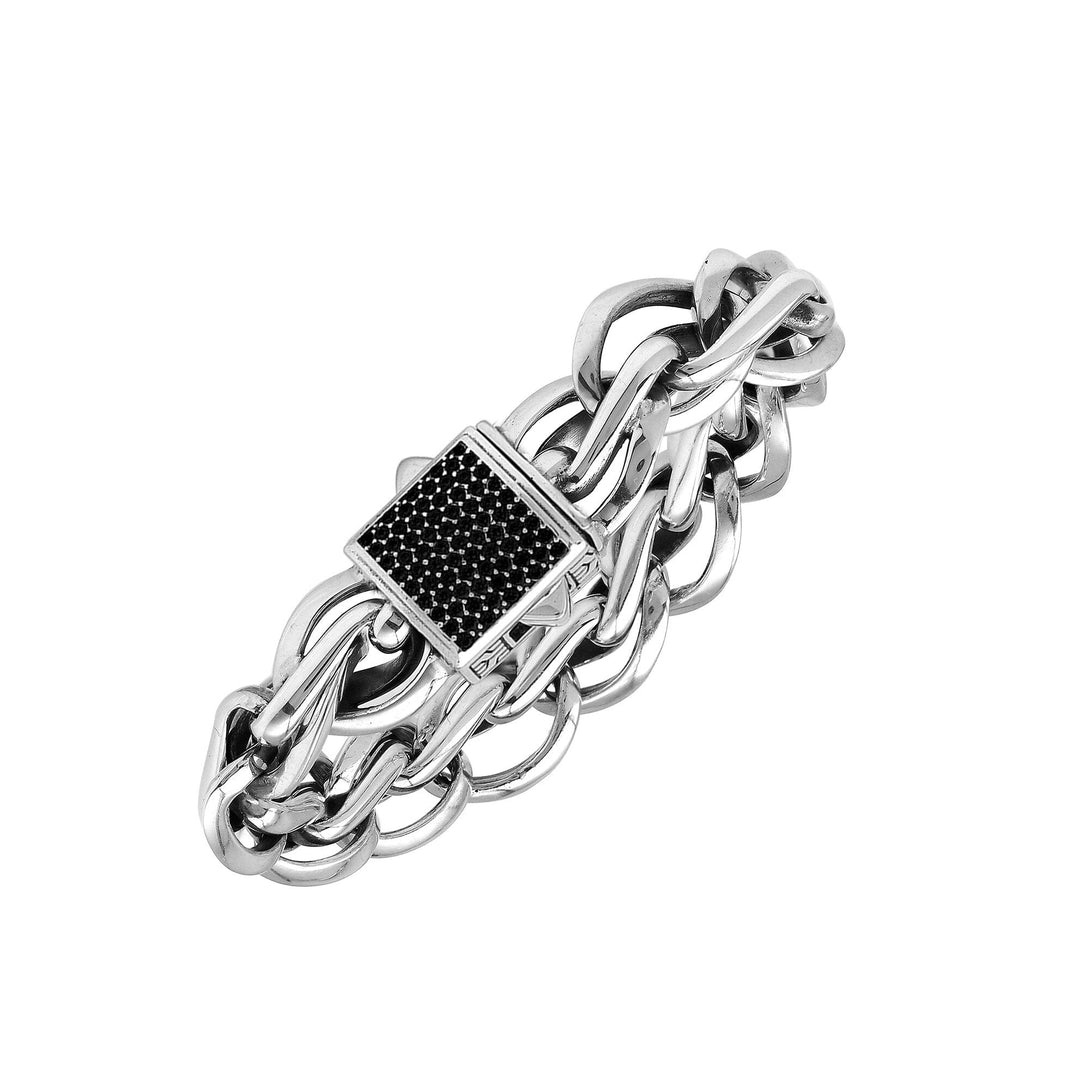 AB-1269-CZB Sterling Silver Bracelet With Black Cubic Zirconia Jewelry Bali Designs Inc 