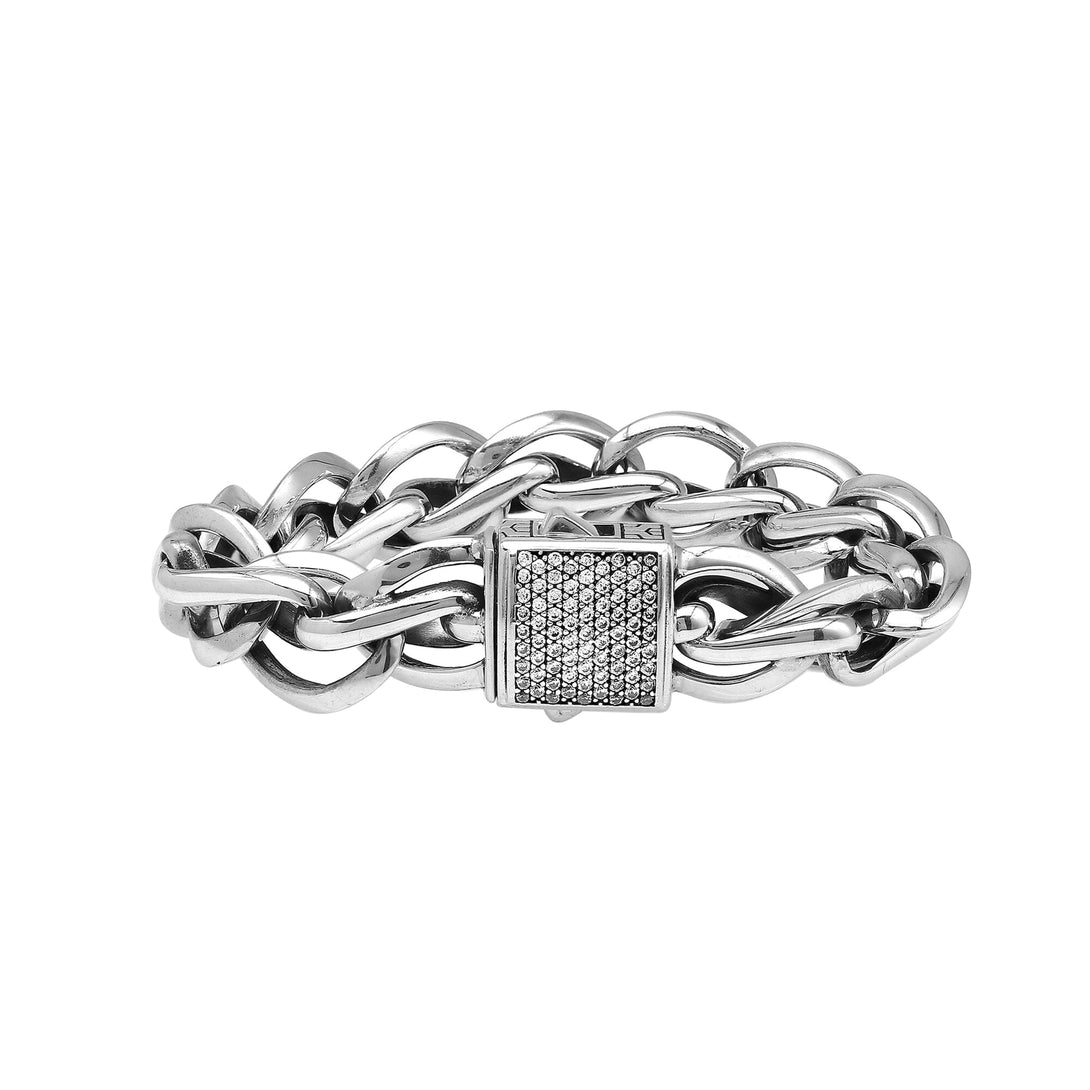 AB-1269-CZW Sterling Silver Bracelet With White Cubic Zirconia Jewelry Bali Designs Inc 7.5" 