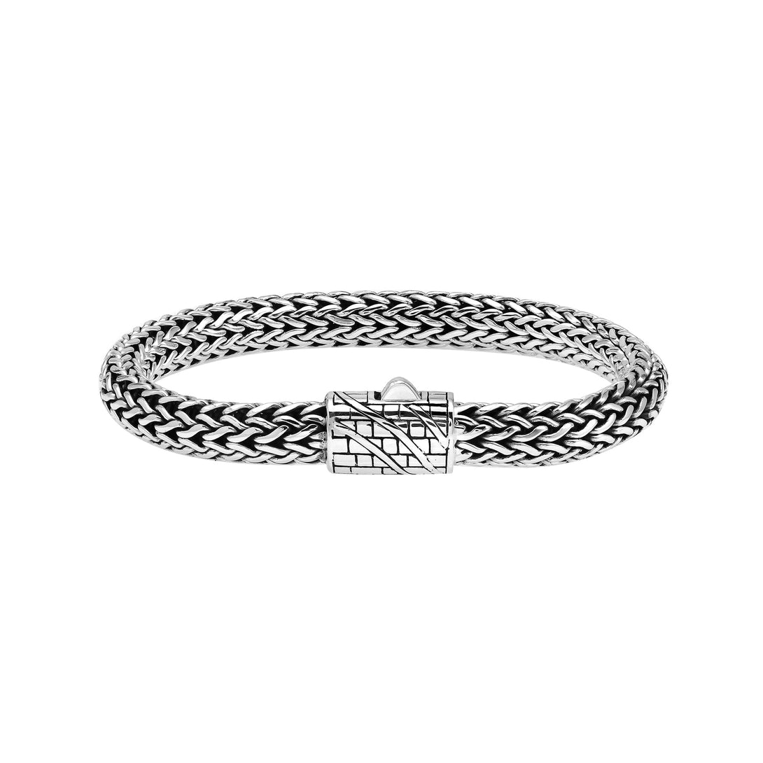 AB-1270-S.B-7.5" Sterling Silver Big Bracelet With Plain Silver Jewelry Bali Designs Inc 