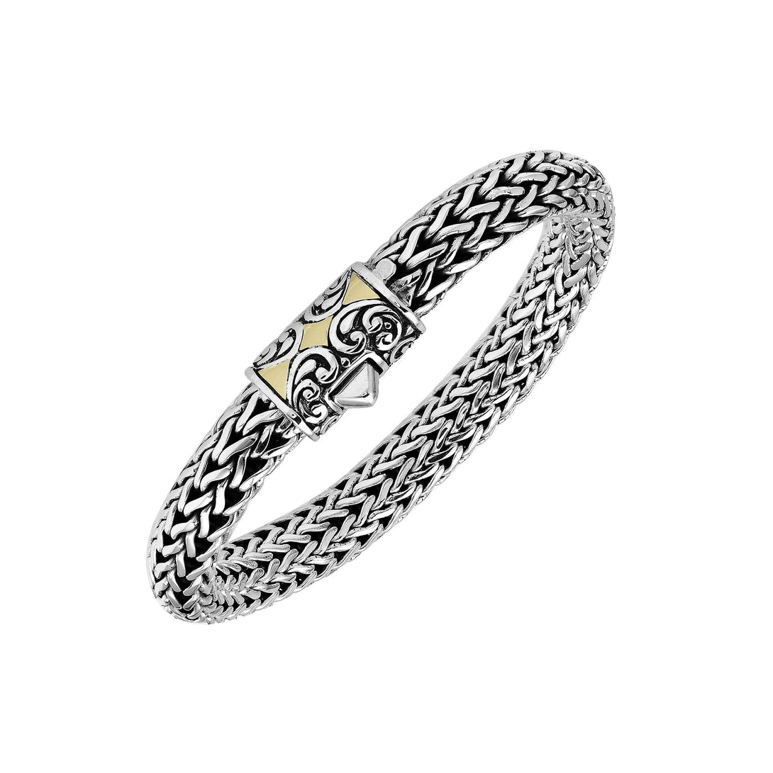 ABG-1267-S.B-7.5" Sterling Silver Big Lock Bracelet With 18K Gold Jewelry Bali Designs Inc 