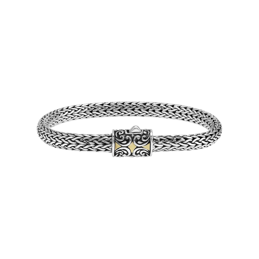 ABG-1267-S.S-7" Sterling Silver Small Lock Bracelet With 18K Gold Jewelry Bali Designs Inc 