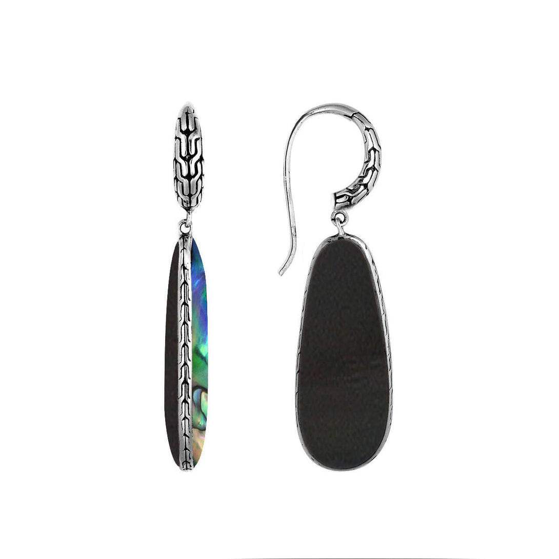 AE-1101-CO1 Sterling Silver Earring With Abalone and Black Shell Jewelry Bali Designs Inc 