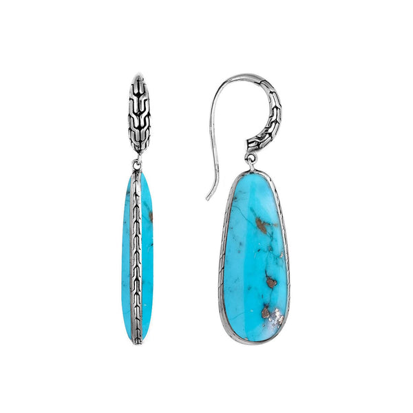 AE-1101-TQ Sterling Silver Earring With Turquoise Shell Jewelry Bali Designs Inc 