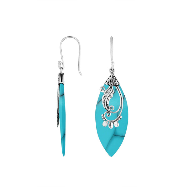 AE-1109-TQ Sterling Silver Earring With Turquoise Shell Jewelry Bali Designs Inc 