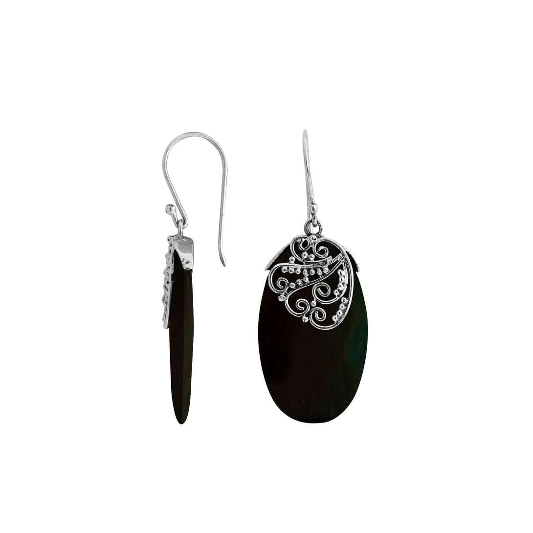 AE-1114-SHB Sterling Silver Earring With Black Shell Jewelry Bali Designs Inc 