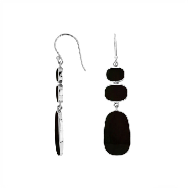 AE-1138-SHB Sterling Silver Earring With Black Shell Jewelry Bali Designs Inc 