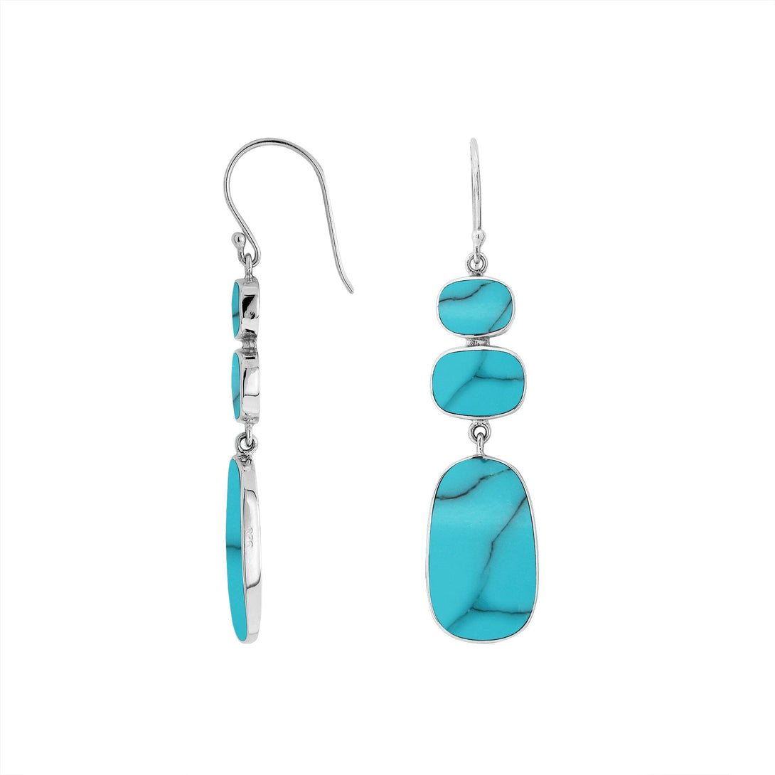 AE-1138-TQ Sterling Silver Earring With Turquoise Shell Jewelry Bali Designs Inc 