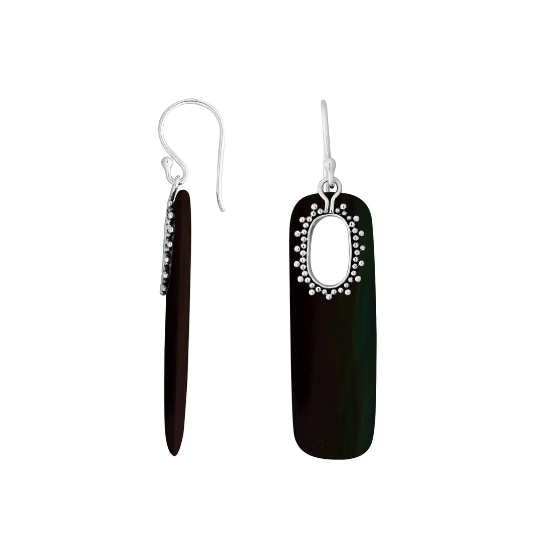 AE-1143-SHB Sterling Silver Earring With Black Shell Jewelry Bali Designs Inc 