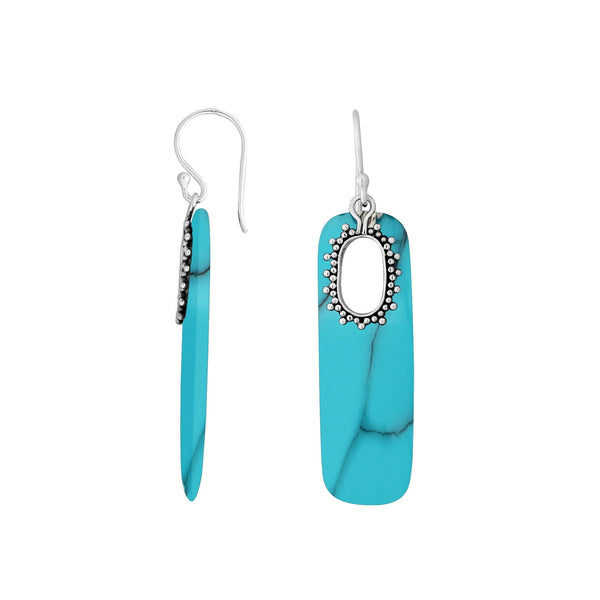 AE-1143-TQ Sterling Silver Earring With Turquoise Shell Jewelry Bali Designs Inc 