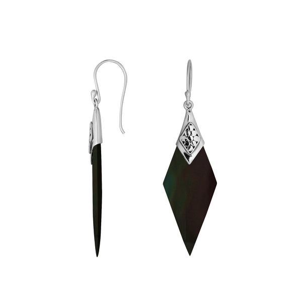 AE-1148-SHB Sterling Silver Earring With Black Shell Jewelry Bali Designs Inc 