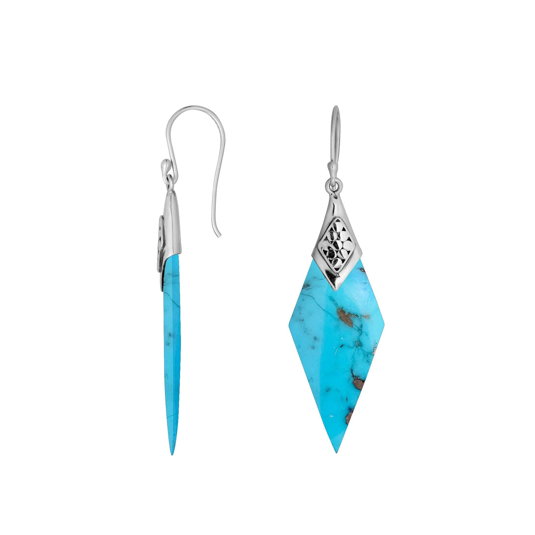 AE-1148-TQ Sterling Silver Earring With Turquoise Shell Jewelry Bali Designs Inc 