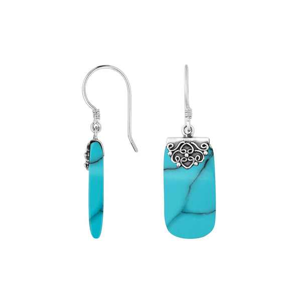 AE-1159-TQ Sterling Silver Earring With Turquoise Shell Jewelry Bali Designs Inc 