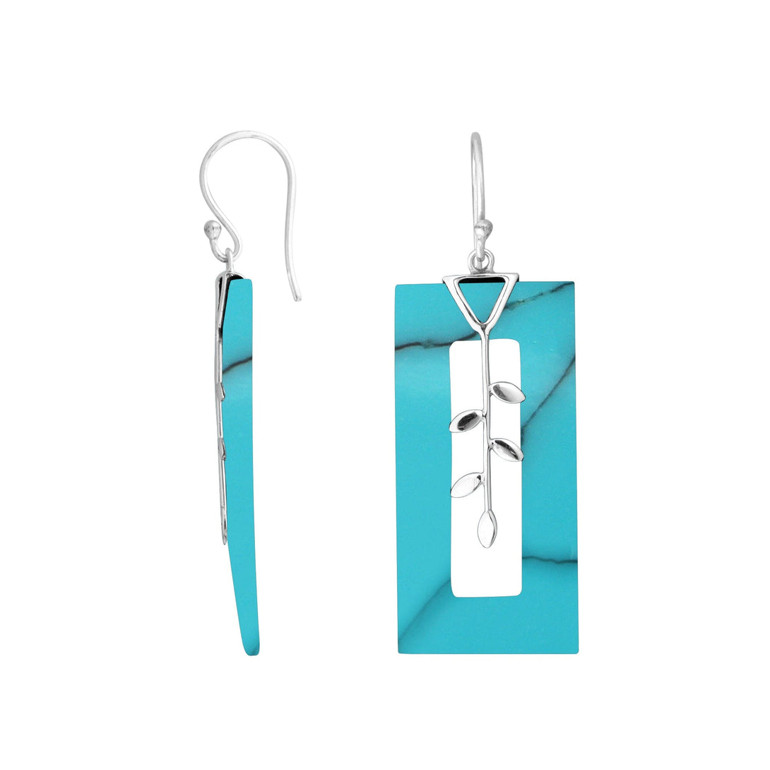 AE-1163-TQ Sterling Silver Earring With Turquoise Shell Jewelry Bali Designs Inc 