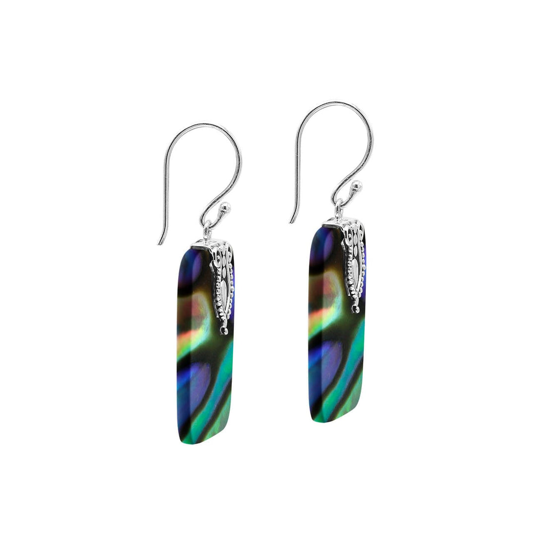 AE-1183-AB Sterling Silver Square Shape Earring With Abalone Shell Jewelry Bali Designs Inc 