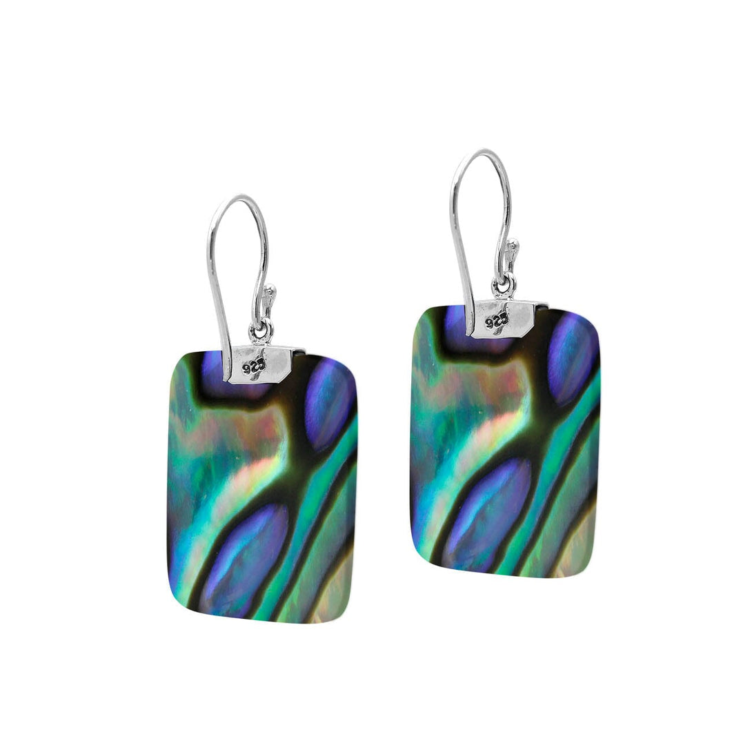 AE-1183-AB Sterling Silver Square Shape Earring With Abalone Shell Jewelry Bali Designs Inc 