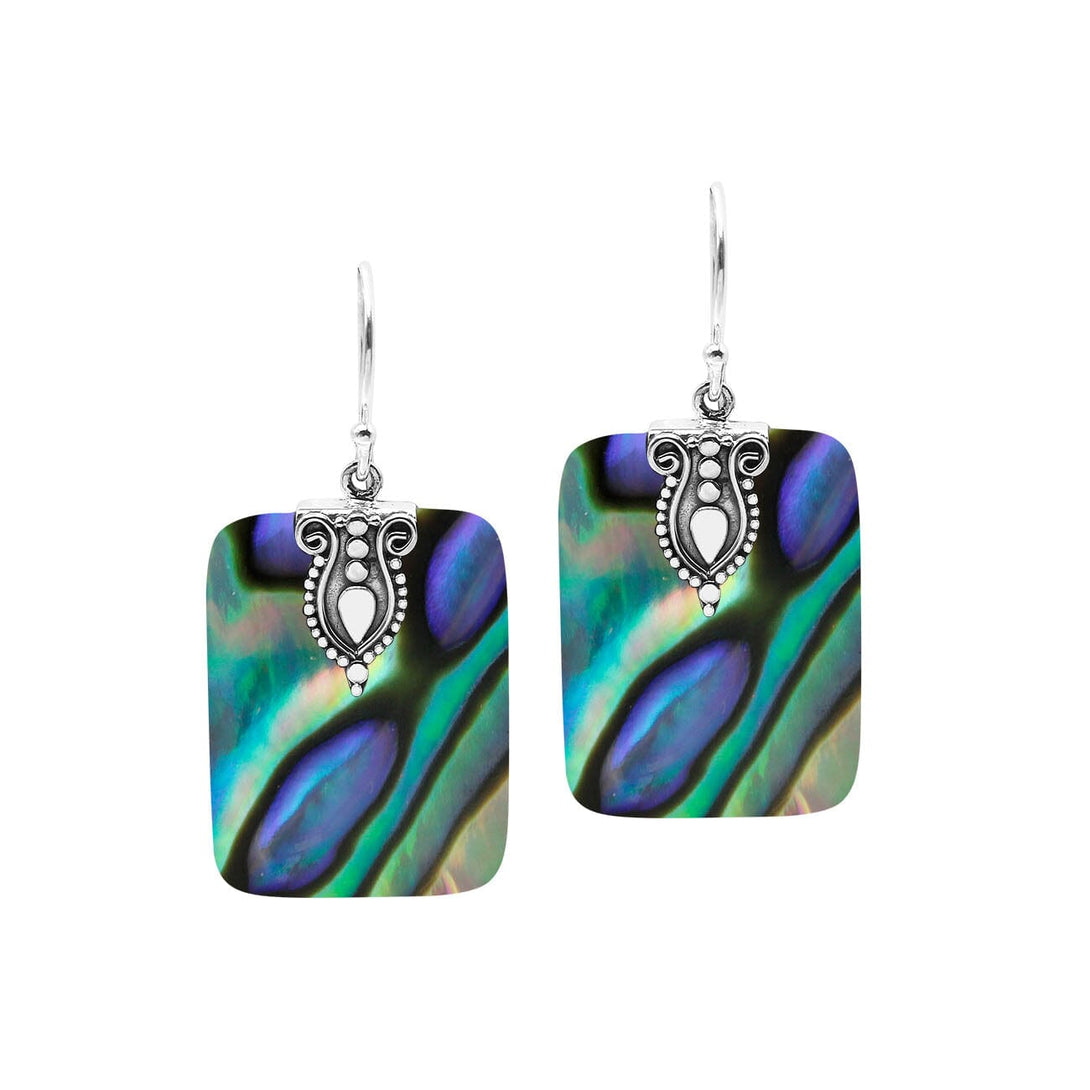 AE-1183-AB Sterling Silver Square Shape Earring With Abalone Shell Jewelry Bali Designs Inc 